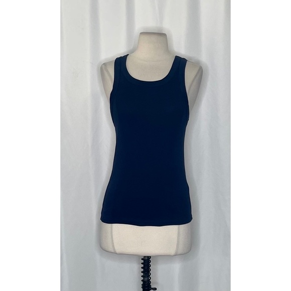 NWT!! J. CREW Perfect Fit High Neck Tank Top Solid Navy Blue Nautical Small - Picture 3 of 15